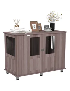 PawHut Dog Crate Table for Medium and Large Dogs with Magnetic Door for Indoor Use, 116 x 60 x 87 cm, Purple