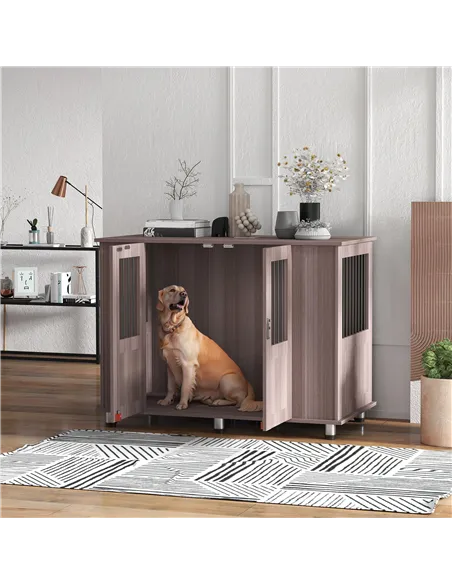 PawHut Dog Crate Table for Medium and Large Dogs with Magnetic Door for Indoor Use, 116 x 60 x 87 cm, Purple