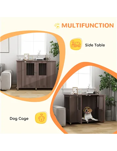 PawHut Dog Crate Table for Medium and Large Dogs with Magnetic Door for Indoor Use, 116 x 60 x 87 cm, Purple