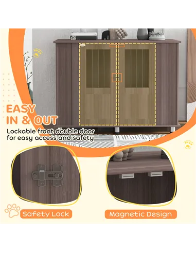 PawHut Dog Crate Table for Medium and Large Dogs with Magnetic Door for Indoor Use, 116 x 60 x 87 cm, Purple