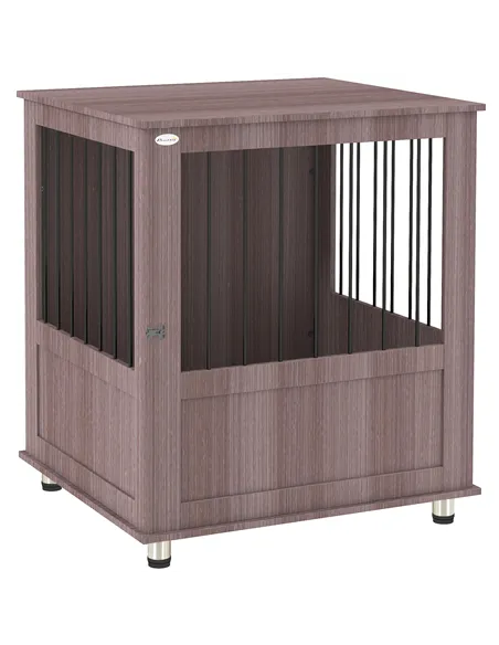 PawHut Dog Crate Table for Medium and Large Dogs with Magnetic Door for Indoor Use, 60 x 55 x 70 cm, Purple