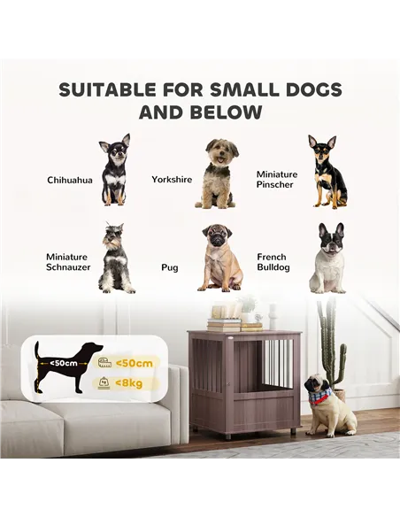PawHut Dog Crate Table for Medium and Large Dogs with Magnetic Door for Indoor Use, 60 x 55 x 70 cm, Purple