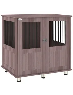 PawHut Dog Crate Table for Medium and Large Dogs with Magnetic Door for Indoor Use, 85 x 55 x 75 cm, Purple