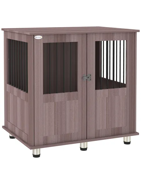 PawHut Dog Crate Table for Medium and Large Dogs with Magnetic Door for Indoor Use, 85 x 55 x 75 cm, Purple