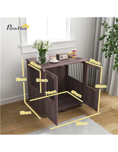 PawHut Dog Crate Table for Medium and Large Dogs with Magnetic Door for Indoor Use, 85 x 55 x 75 cm, Purple