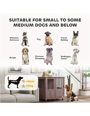 PawHut Dog Crate Table for Medium and Large Dogs with Magnetic Door for Indoor Use, 85 x 55 x 75 cm, Purple