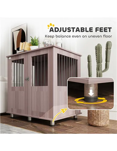 PawHut Dog Crate Table for Medium and Large Dogs with Magnetic Door for Indoor Use, 85 x 55 x 75 cm, Purple