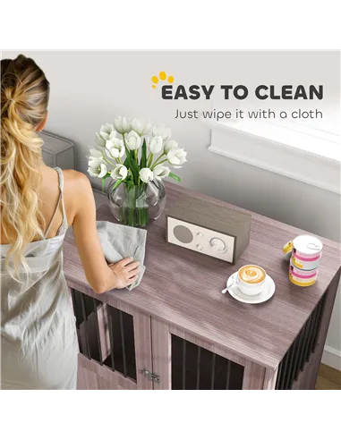 PawHut Dog Crate Table for Medium and Large Dogs with Magnetic Door for Indoor Use, 85 x 55 x 75 cm, Purple