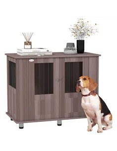 PawHut Dog Crate Table for Medium and Large Dogs with Magnetic Door for Indoor Use, 95 x 55 x 75 cm, Purple