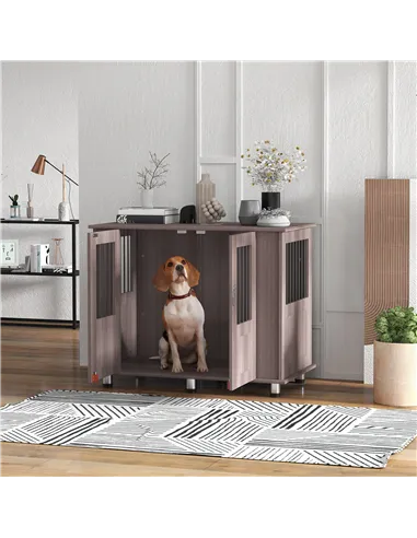 PawHut Dog Crate Table for Medium and Large Dogs with Magnetic Door for Indoor Use, 95 x 55 x 75 cm, Purple