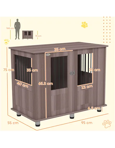 PawHut Dog Crate Table for Medium and Large Dogs with Magnetic Door for Indoor Use, 95 x 55 x 75 cm, Purple