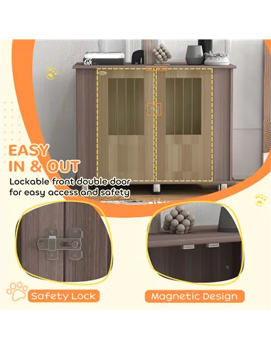 PawHut Dog Crate Table for Medium and Large Dogs with Magnetic Door for Indoor Use, 95 x 55 x 75 cm, Purple