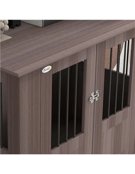 PawHut Dog Crate Table for Medium and Large Dogs with Magnetic Door for Indoor Use, 95 x 55 x 75 cm, Purple