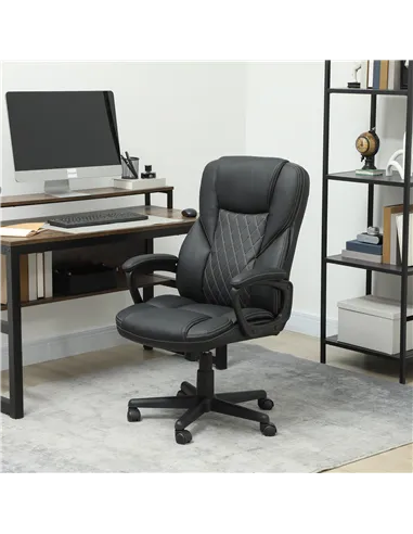 HOMCOM High Back Executive Office Chair, PU Leather Swivel Desk Chair with Tilt Function, Armrests and Adjustable Height for Hom