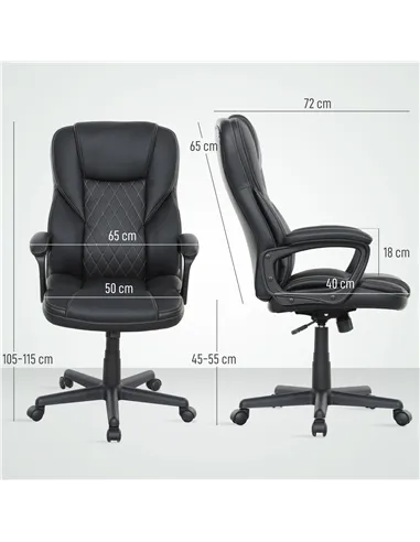 HOMCOM High Back Executive Office Chair, PU Leather Swivel Desk Chair with Tilt Function, Armrests and Adjustable Height for Hom