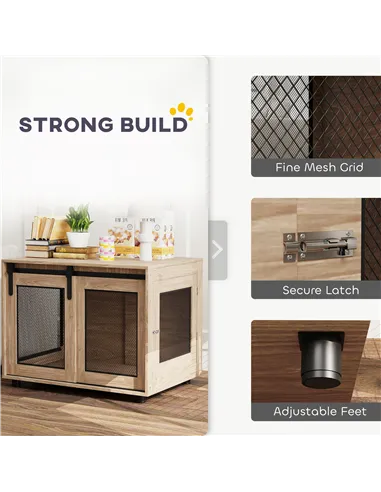 PawHut Dog Crate Furniture with Sliding Door for Medium Dogs, Brown