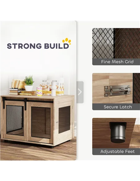 PawHut Dog Crate Furniture with Sliding Door for Medium Dogs, Brown