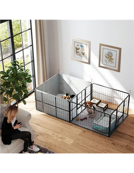 PawHut Seven-Panel Dog Whelping Box, Dog Playpen with Washable Whelping Pads, Wind-Resistant Fabric, for Small and Medium Dogs