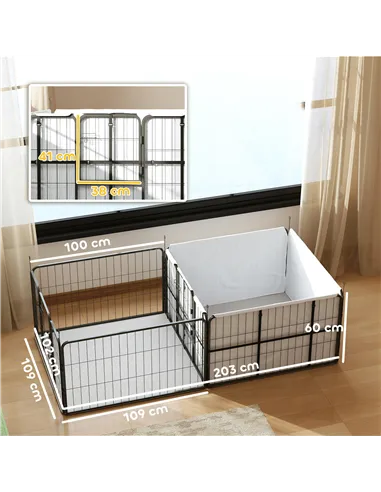 PawHut Seven-Panel Dog Whelping Box, Dog Playpen with Washable Whelping Pads, Wind-Resistant Fabric, for Small and Medium Dogs