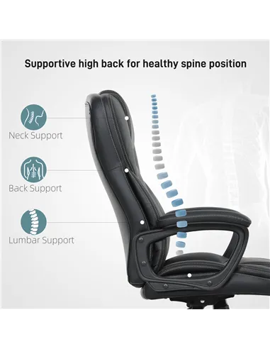 HOMCOM High Back Executive Office Chair, PU Leather Swivel Desk Chair with Tilt Function, Armrests and Adjustable Height for Hom