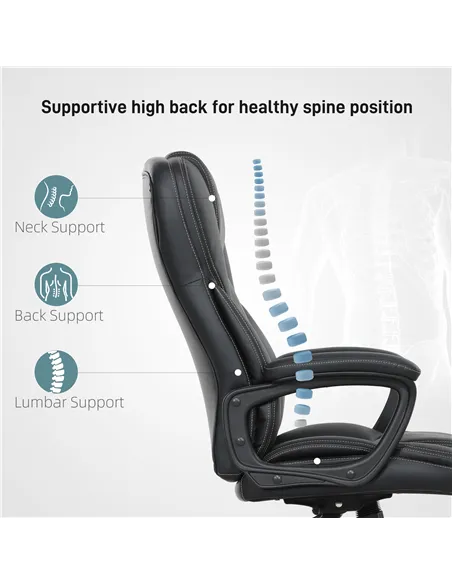 HOMCOM High Back Executive Office Chair, PU Leather Swivel Desk Chair with Tilt Function, Armrests and Adjustable Height for Hom