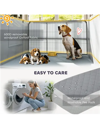 PawHut Seven-Panel Dog Whelping Box, Dog Playpen with Washable Whelping Pads, Wind-Resistant Fabric, for Small and Medium Dogs