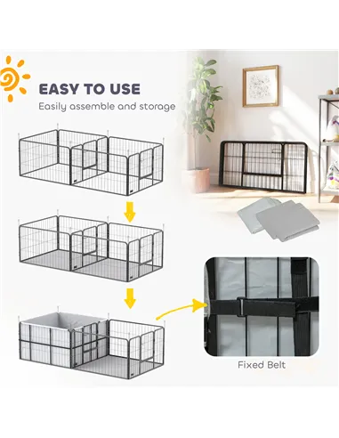 PawHut Seven-Panel Dog Whelping Box, Dog Playpen with Washable Whelping Pads, Wind-Resistant Fabric, for Small and Medium Dogs