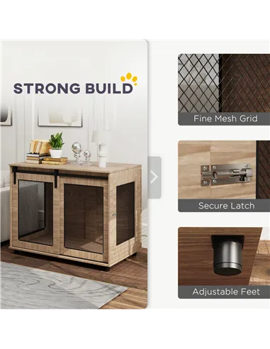 PawHut Dog Crate Furniture with Sliding Door for Large Dogs, Walnut Brown