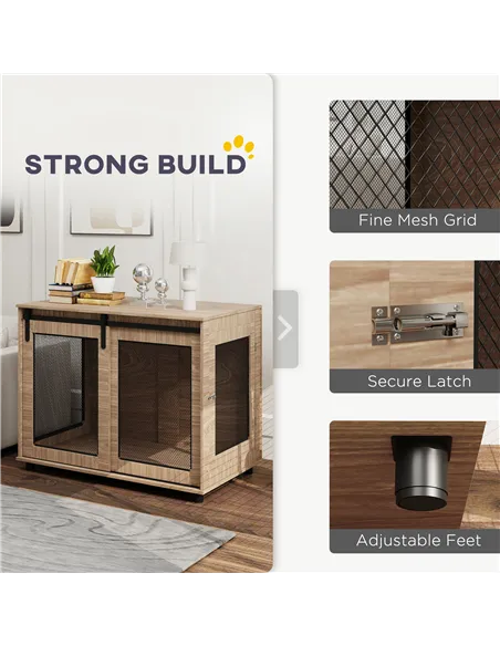 PawHut Dog Crate Furniture with Sliding Door for Large Dogs, Walnut Brown