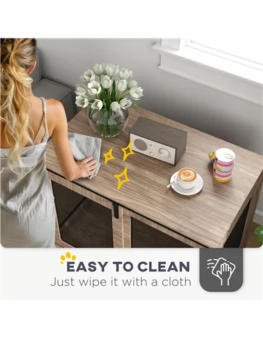 PawHut Dog Crate Furniture with Sliding Door for Large Dogs, Walnut Brown