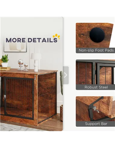 PawHut Dog Crate Furniture with Openable Top, Two Doors, for Extra Large Dogs, Rustic Brown