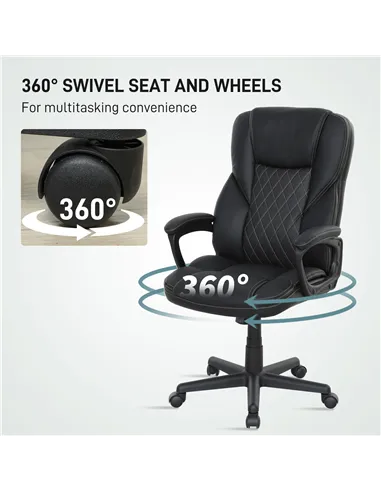 HOMCOM High Back Executive Office Chair, PU Leather Swivel Desk Chair with Tilt Function, Armrests and Adjustable Height for Hom