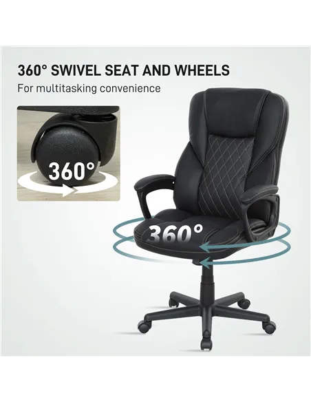 HOMCOM High Back Executive Office Chair, PU Leather Swivel Desk Chair with Tilt Function, Armrests and Adjustable Height for Hom