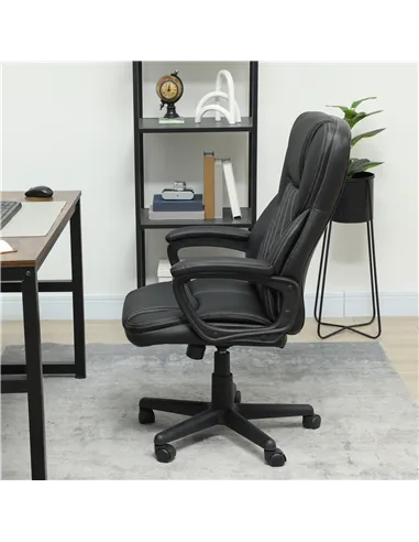 HOMCOM High Back Executive Office Chair, PU Leather Swivel Desk Chair with Tilt Function, Armrests and Adjustable Height for Hom