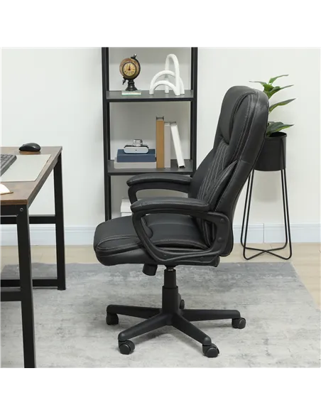 HOMCOM High Back Executive Office Chair, PU Leather Swivel Desk Chair with Tilt Function, Armrests and Adjustable Height for Hom