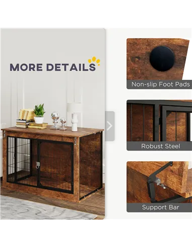 PawHut Dog Crate Furniture with Openable Top, Two Doors, for Large Dogs, Rustic Brown