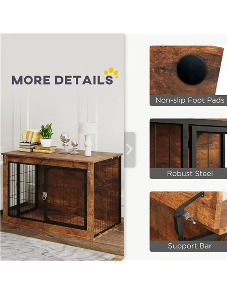 PawHut Dog Crate Furniture with Openable Top, Two Doors, for Large Dogs, Rustic Brown