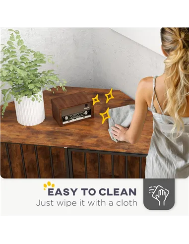 PawHut Corner Dog Crate Furniture with Two Bowls, Lockable Doors, for Small, Medium Dogs, Rustic Brown