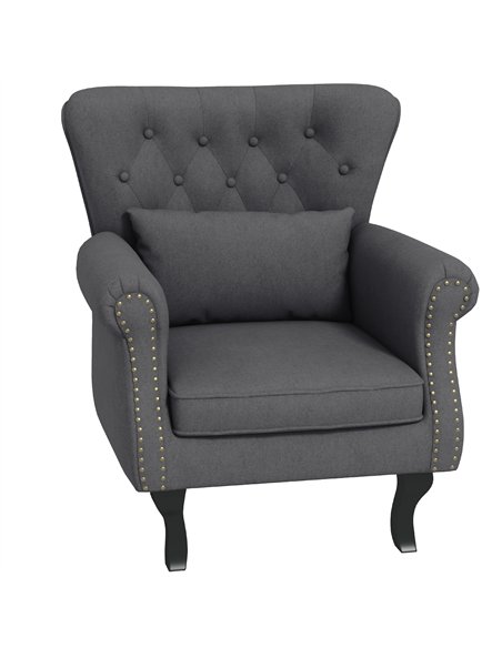 HOMCOM Chesterfield-Style Accent Chair - Grey