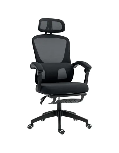HOMCOM Ergonomic Office Chair, Mesh High Back Desk Chair with Adjustable Lumbar Support and Headrest, Footrest, Reclining Execut