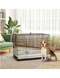 PawHut Foldable Dog Crate with 2 Doors with Tray, Soft Cushion, for Extra and Large Dogs, 105 x 70 x 75, Black 2