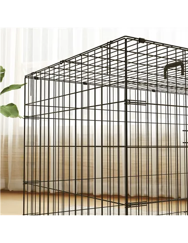 PawHut Foldable Dog Crate with 2 Doors with Tray, Soft Cushion, for Extra and Large Dogs, 105 x 70 x 75, Black