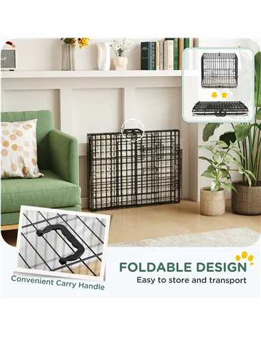 PawHut Foldable Dog Crate with Two Doors with Tray, Soft Cushion, for Extra Small Dogs, 60 x 40 x 50, Black