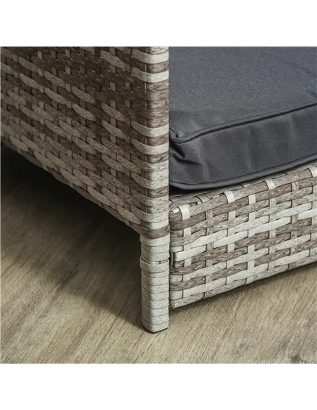 PawHut Wicker Dog House, Rattan Pet Bed, with Removable Cushion, Canopy, for Small and Medium Dogs - Dark Grey