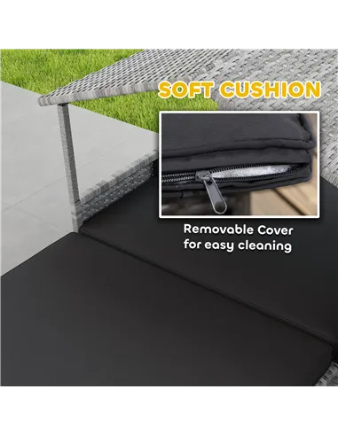 PawHut Extendable Elevated Dog Bed, Rattan Dog House, with Water-Resistant Roof, Removable Cushion, Charcoal Grey