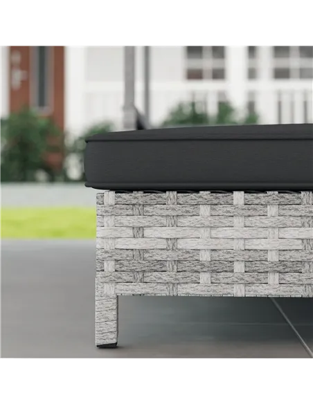 PawHut Extendable Elevated Dog Bed, Rattan Dog House, with Water-Resistant Roof, Removable Cushion, Charcoal Grey