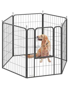 PawHut 6 Panels Heavy Duty Dog Playpen with Secure Door, for Indoor Outdoor, for Garden, Camping, 100cm High