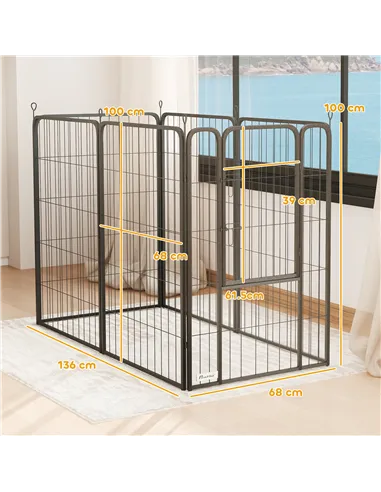 PawHut 6 Panels Heavy Duty Dog Playpen with Secure Door, for Indoor Outdoor, for Garden, Camping, 100cm High