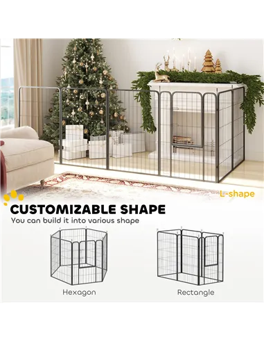 PawHut 6 Panels Heavy Duty Dog Playpen with Secure Door, for Indoor Outdoor, for Garden, Camping, 100cm High
