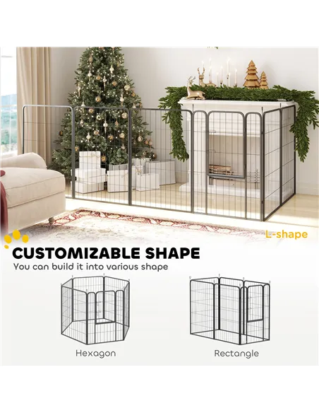 PawHut 6 Panels Heavy Duty Dog Playpen with Secure Door, for Indoor Outdoor, for Garden, Camping, 100cm High